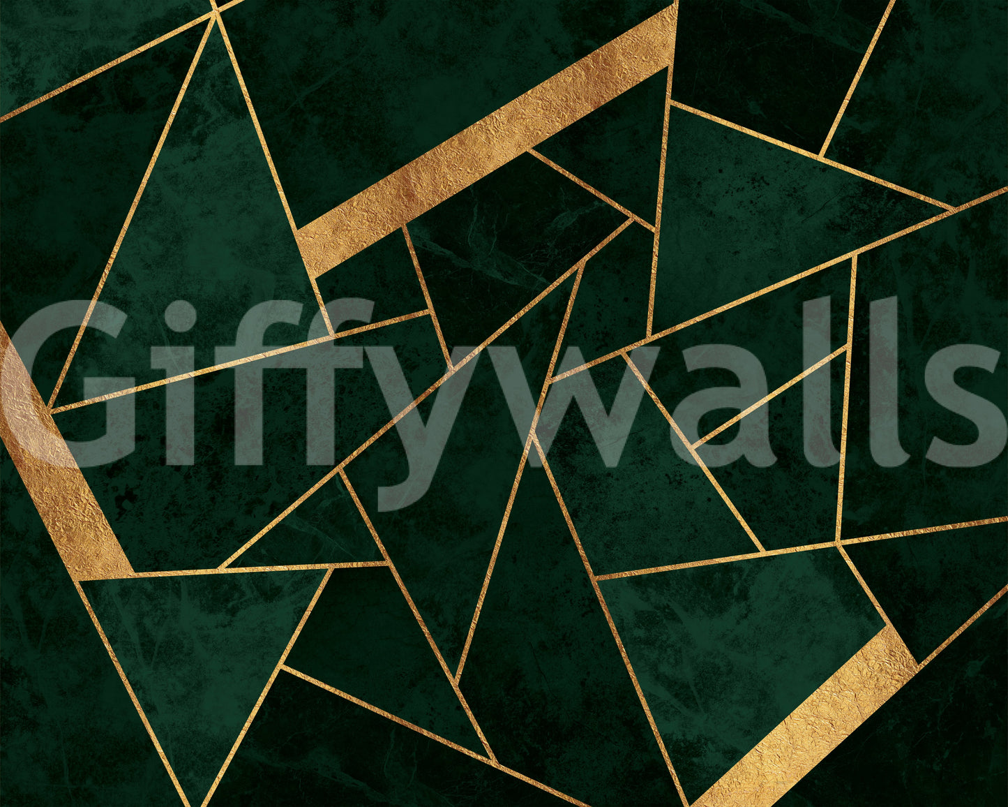 Dark Green Emerald and Gold Mosaic Wall Mural