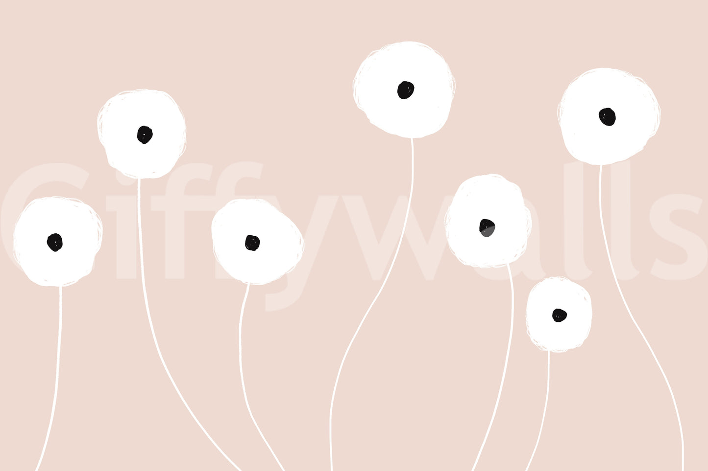 A calming floral design wallpaper mural that defines a space.