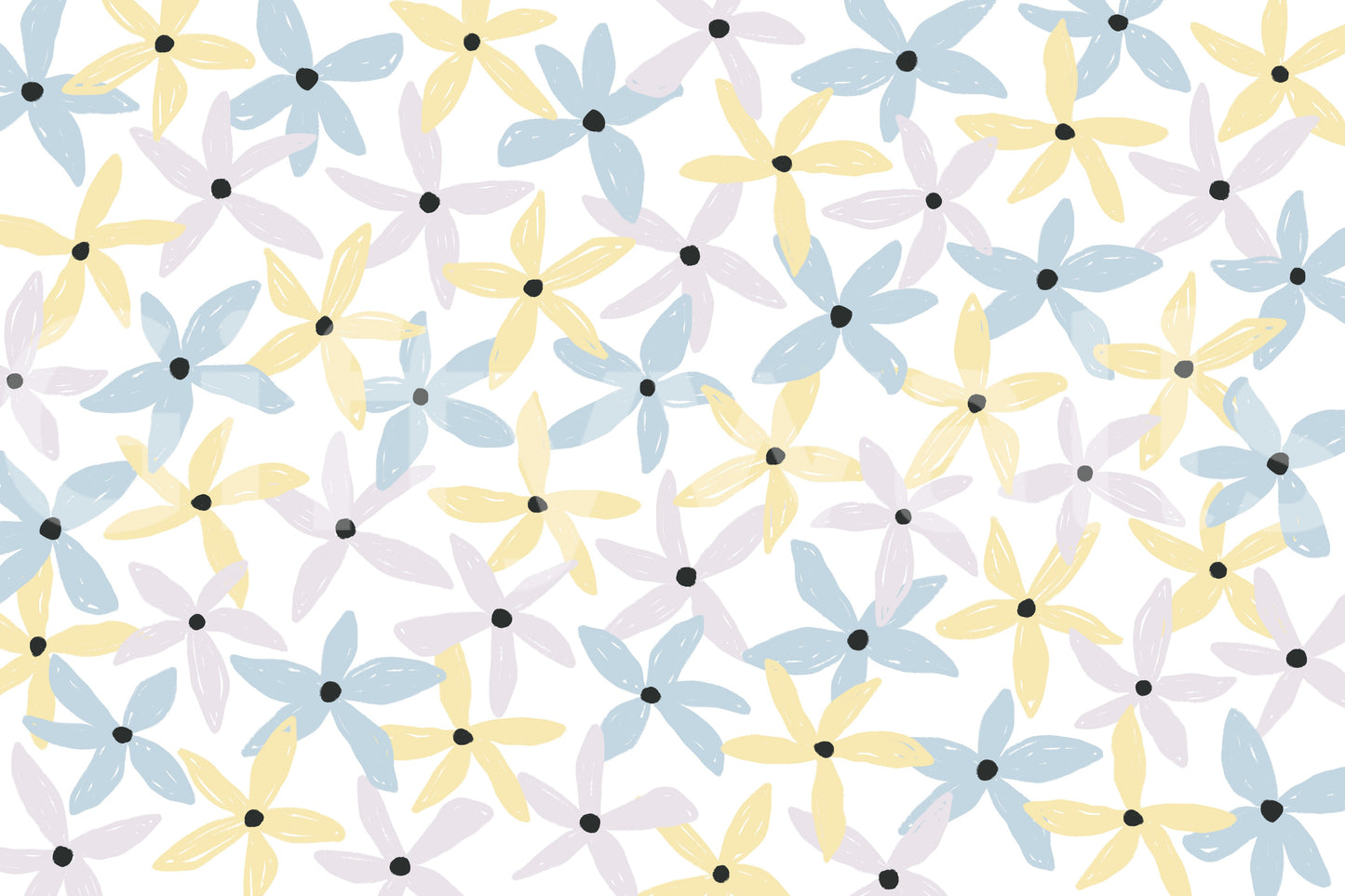 A calming floral design wallpaper mural that defines a space.