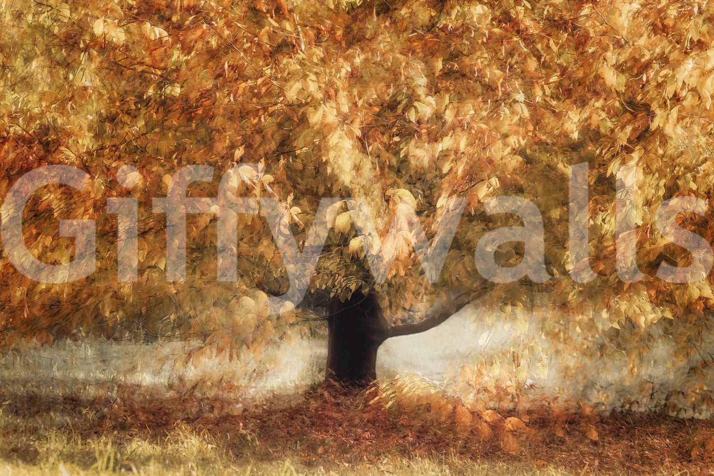 A high-quality serene leaf wall mural for walls.