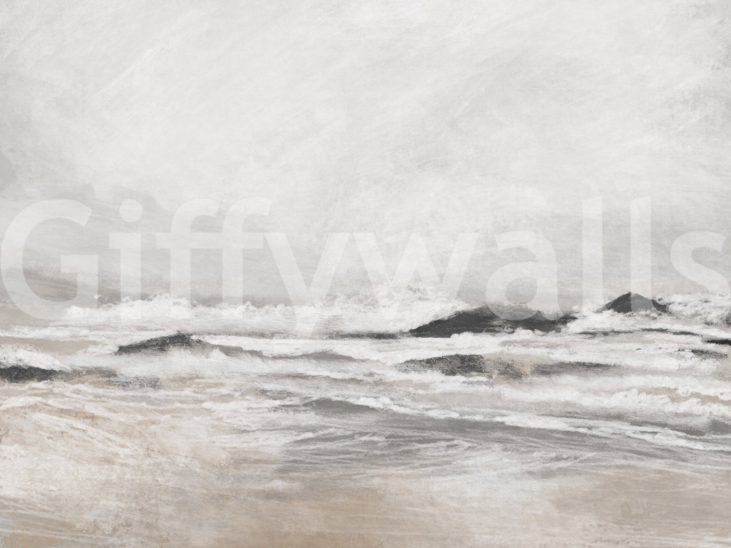 A high-quality serene ocean wall mural for walls.