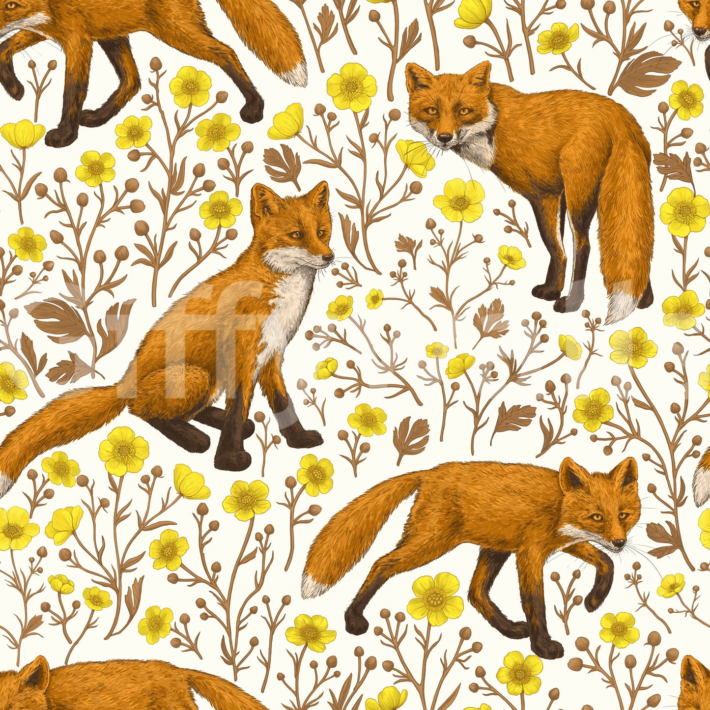 A high-quality serene fox wall mural for walls.