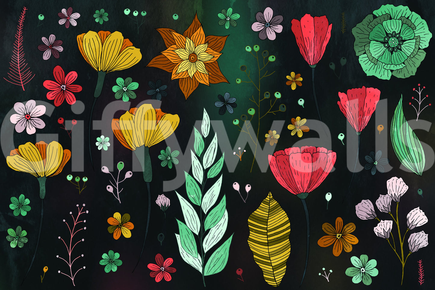 A high-quality serene flower wall mural for walls.