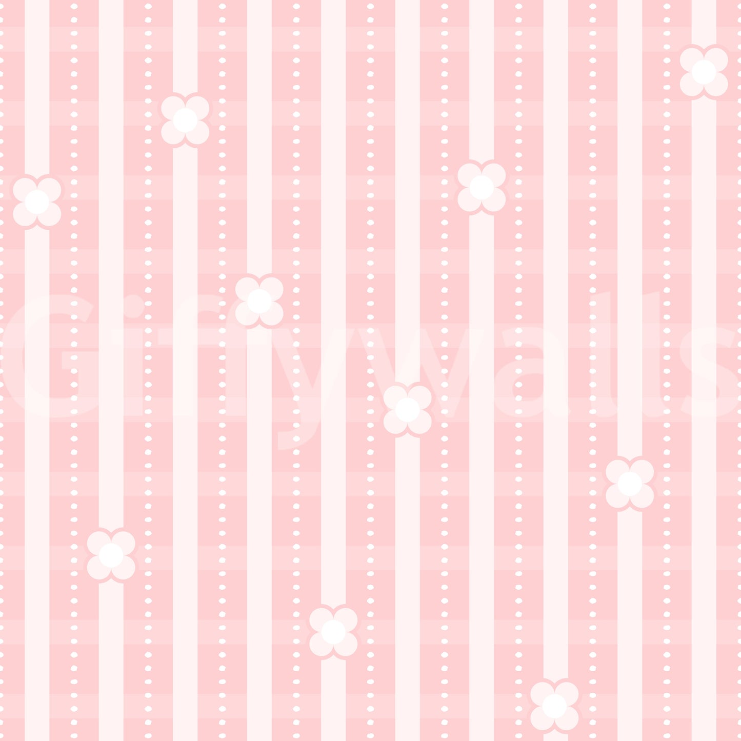 Patterned feature wall using the Pink Petals & Stripes Wallpaper design.