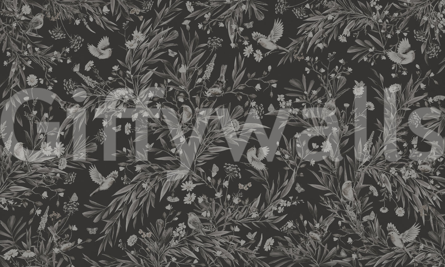 Statement wall décor using the beautiful Nocturnal Song Wall Mural.