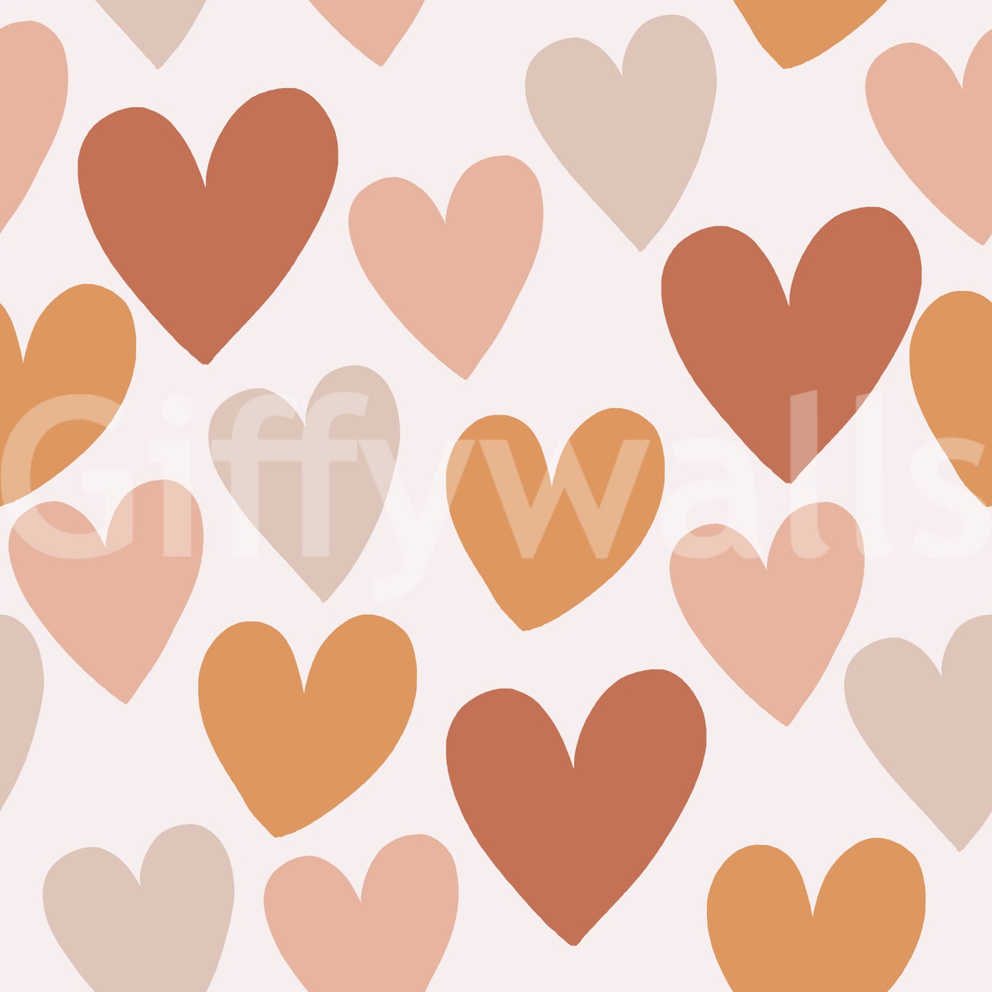Harmonious heart Earthy Hearts Wallpaper pattern repeat.