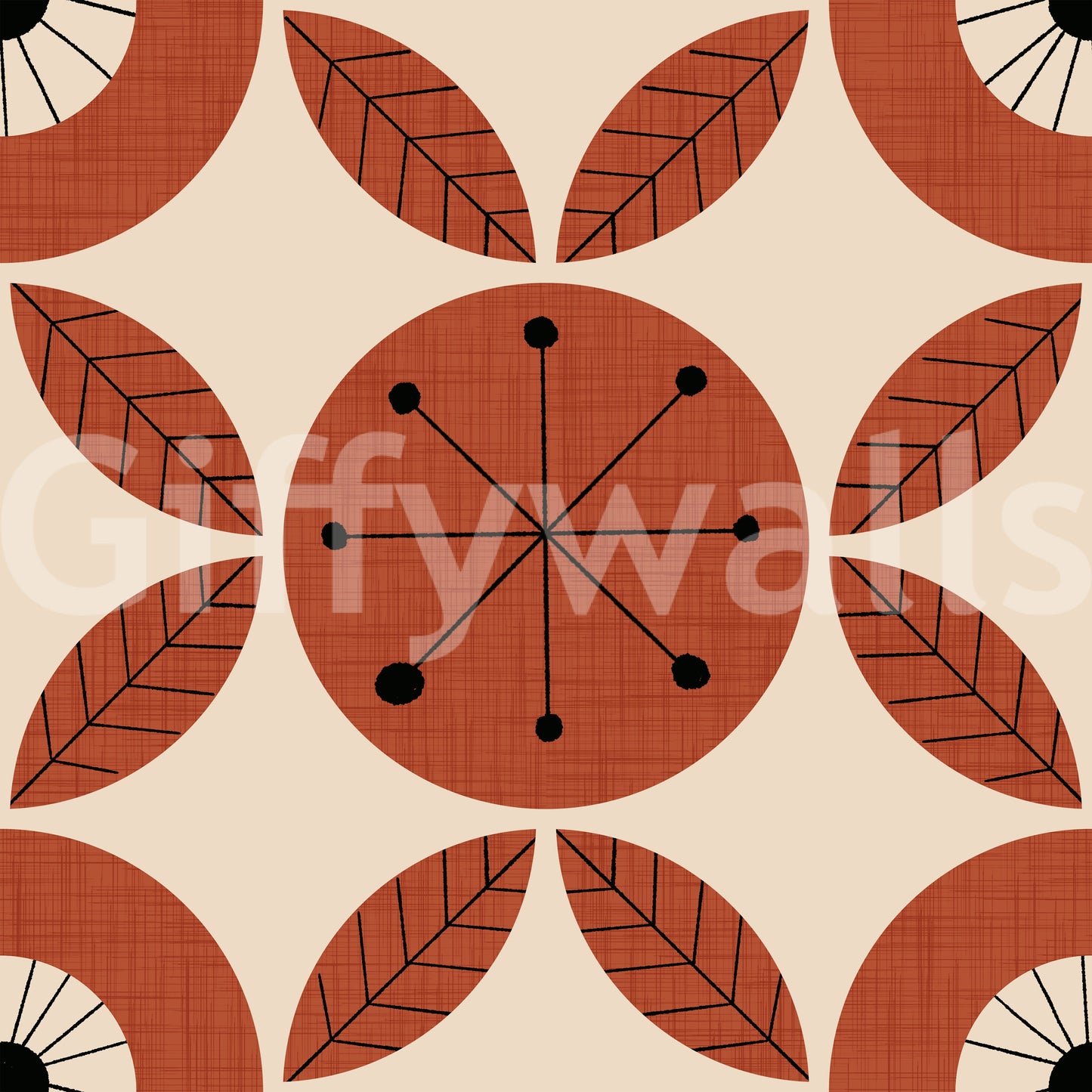 Bold Retro Bloom Pattern, striking repeating mid-century graphic wallpaper.