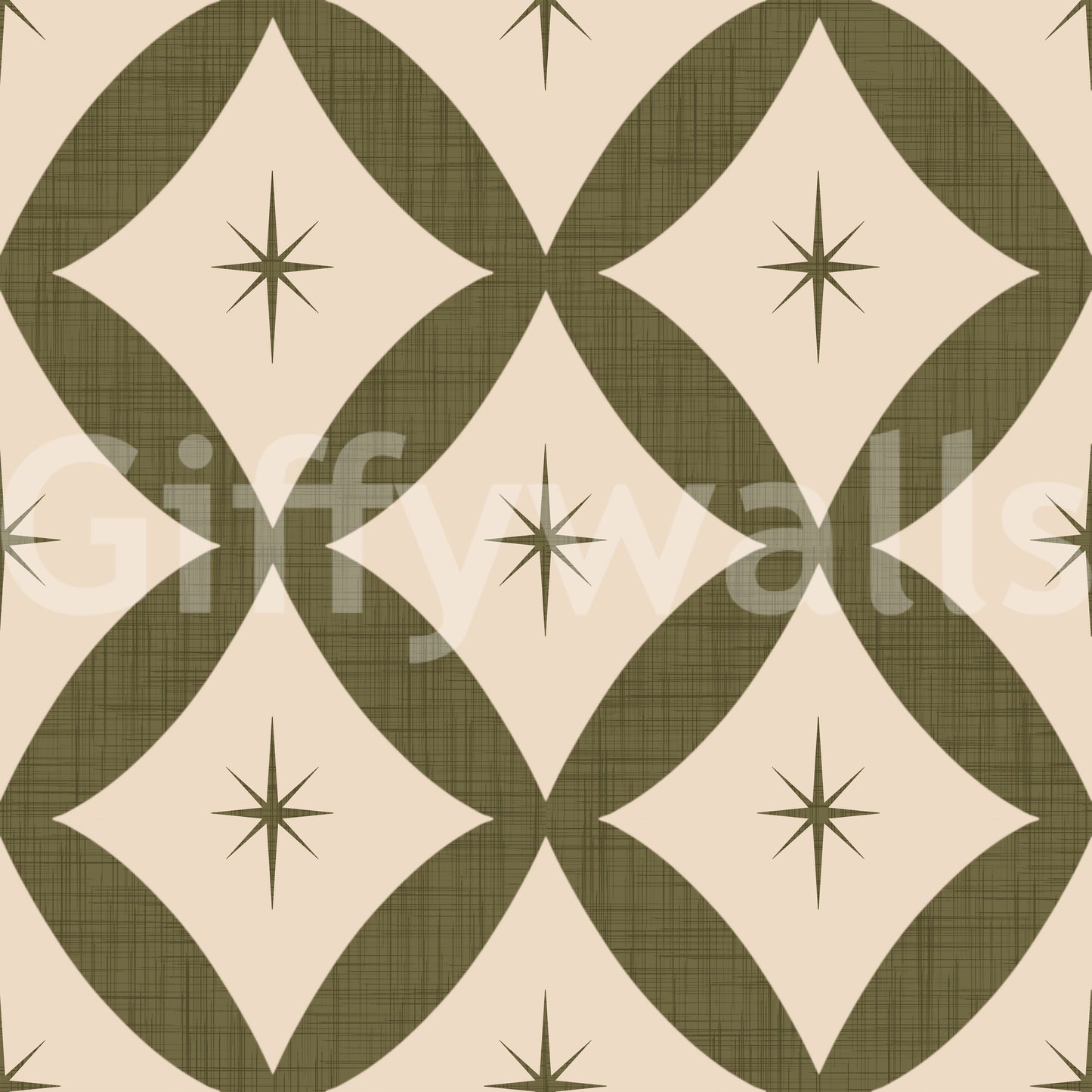 Gobbledygook texture on Vintage Geometric Stars Wallpaper, trenchant look.