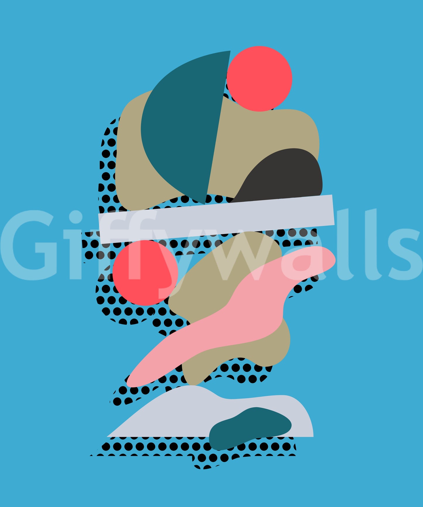 Zany Balanced Forms Wall Mural, Nonchalant Contemporary Pattern.