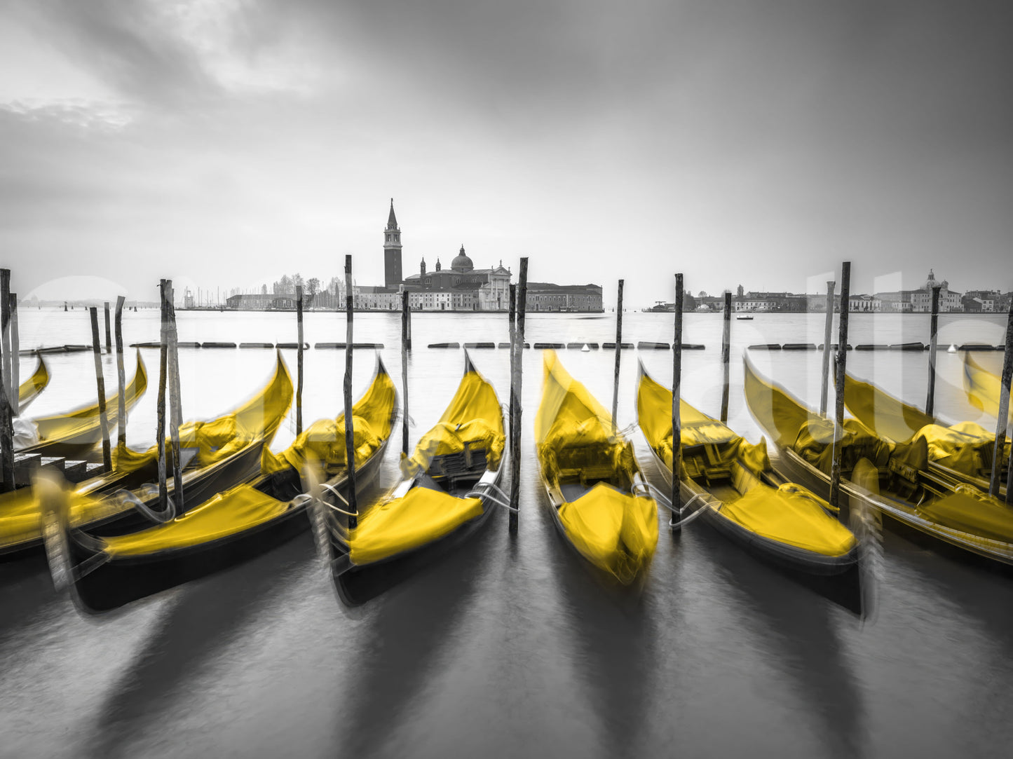 Golden Gondolas: Venice in Contrast Wall Mural