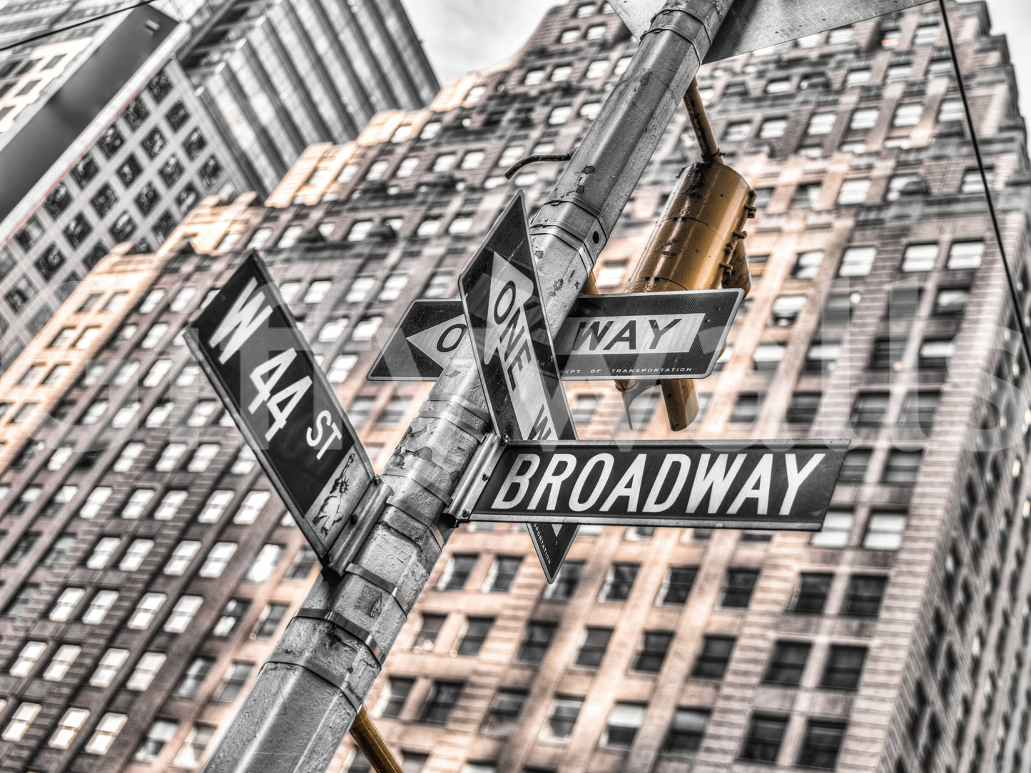 New York street signs dramatic perspective Manhattan wallpaper.