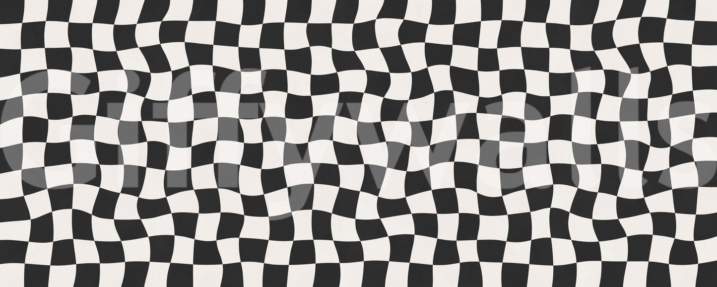 Groovy Wavy Check pattern wall decor interior accent item.