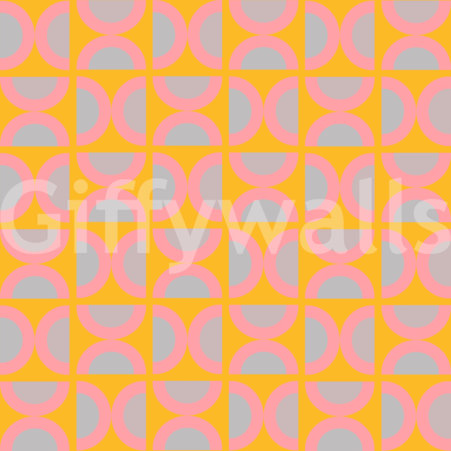 Graphic Semi-Circle Pop yellow background mural pattern.