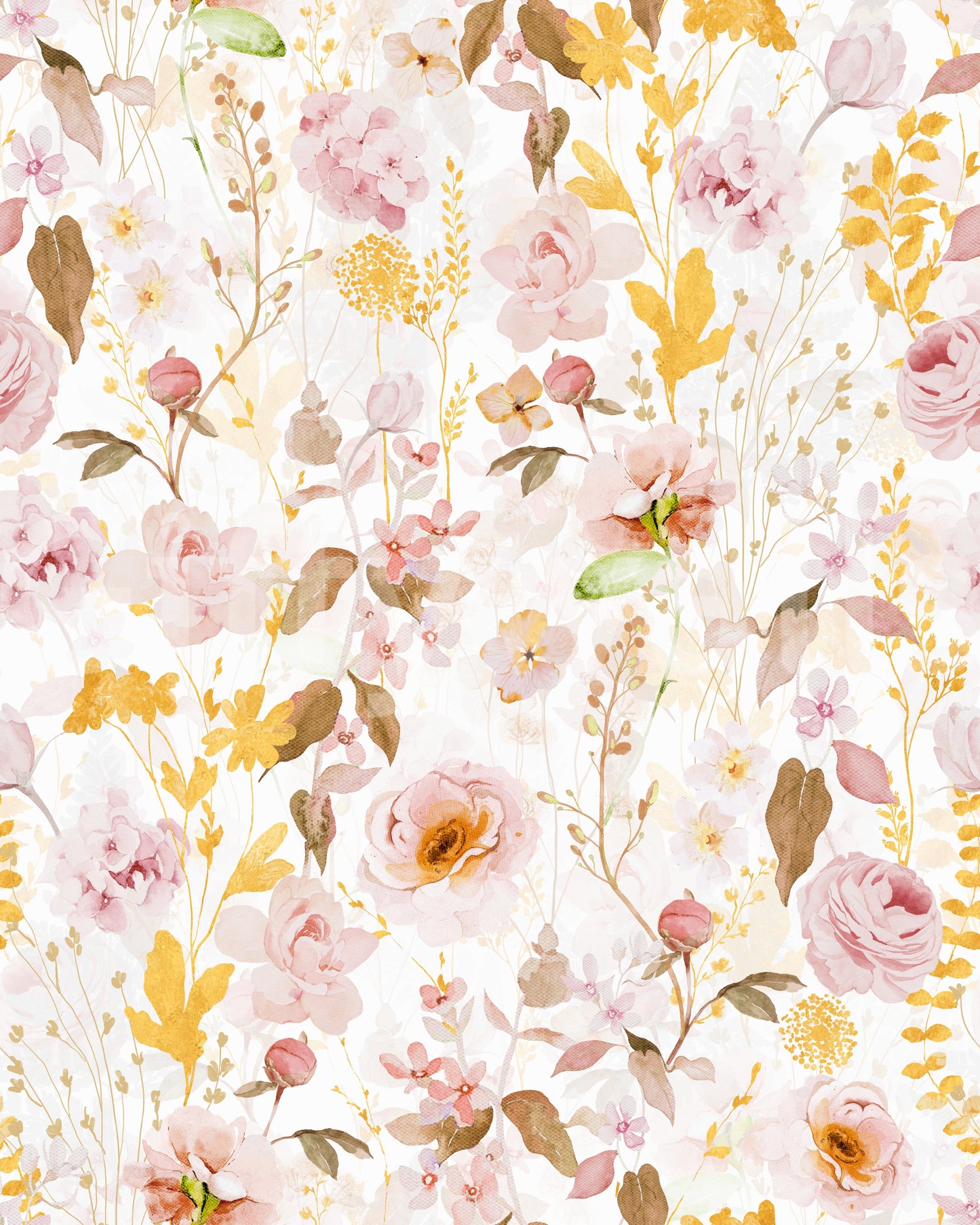Vintage Blush Rose Garden Wallpaper