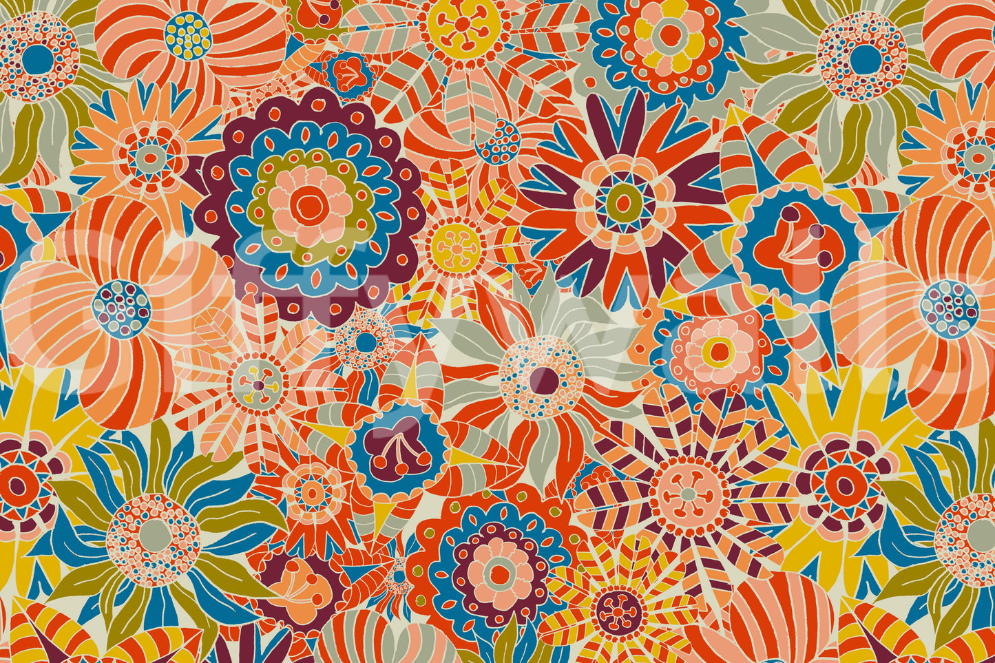 Colorful Groovy Blooms Wall Mural