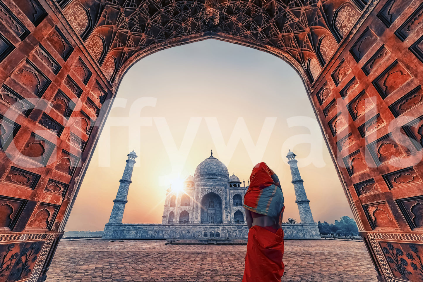 Taj Mahal at sunset Wall Mural