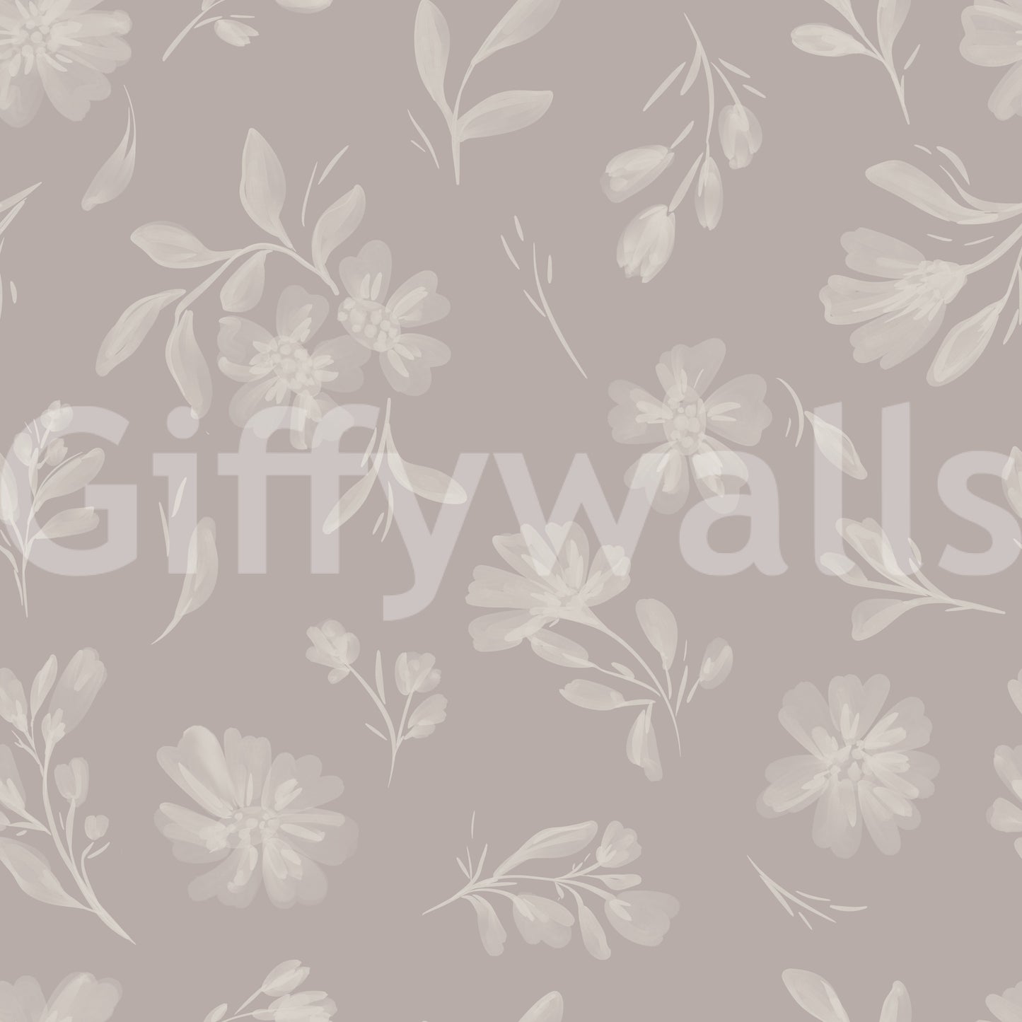 Soft Taupe Florals Wallpaper