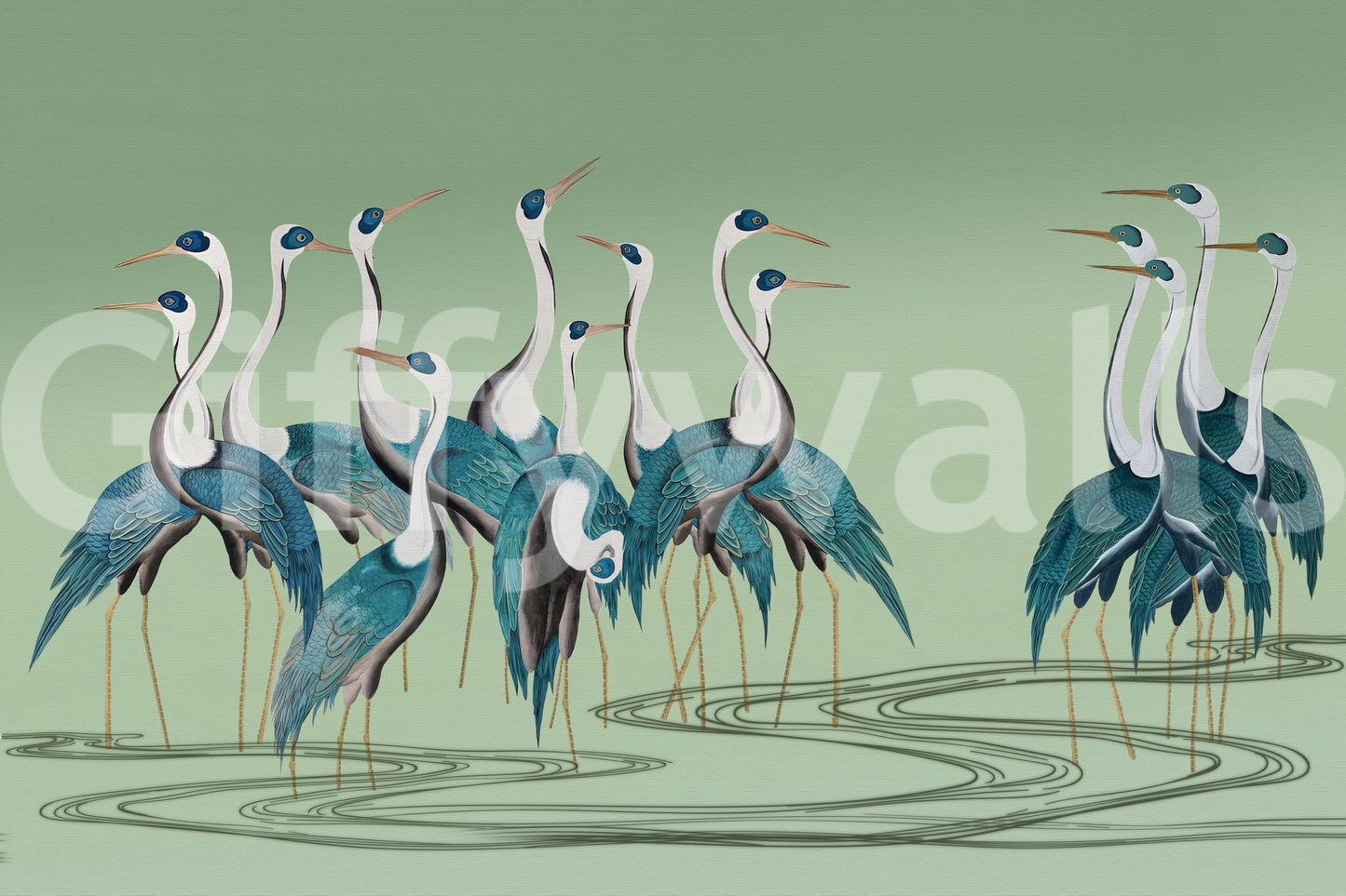 Crane Chorus Wall Mural