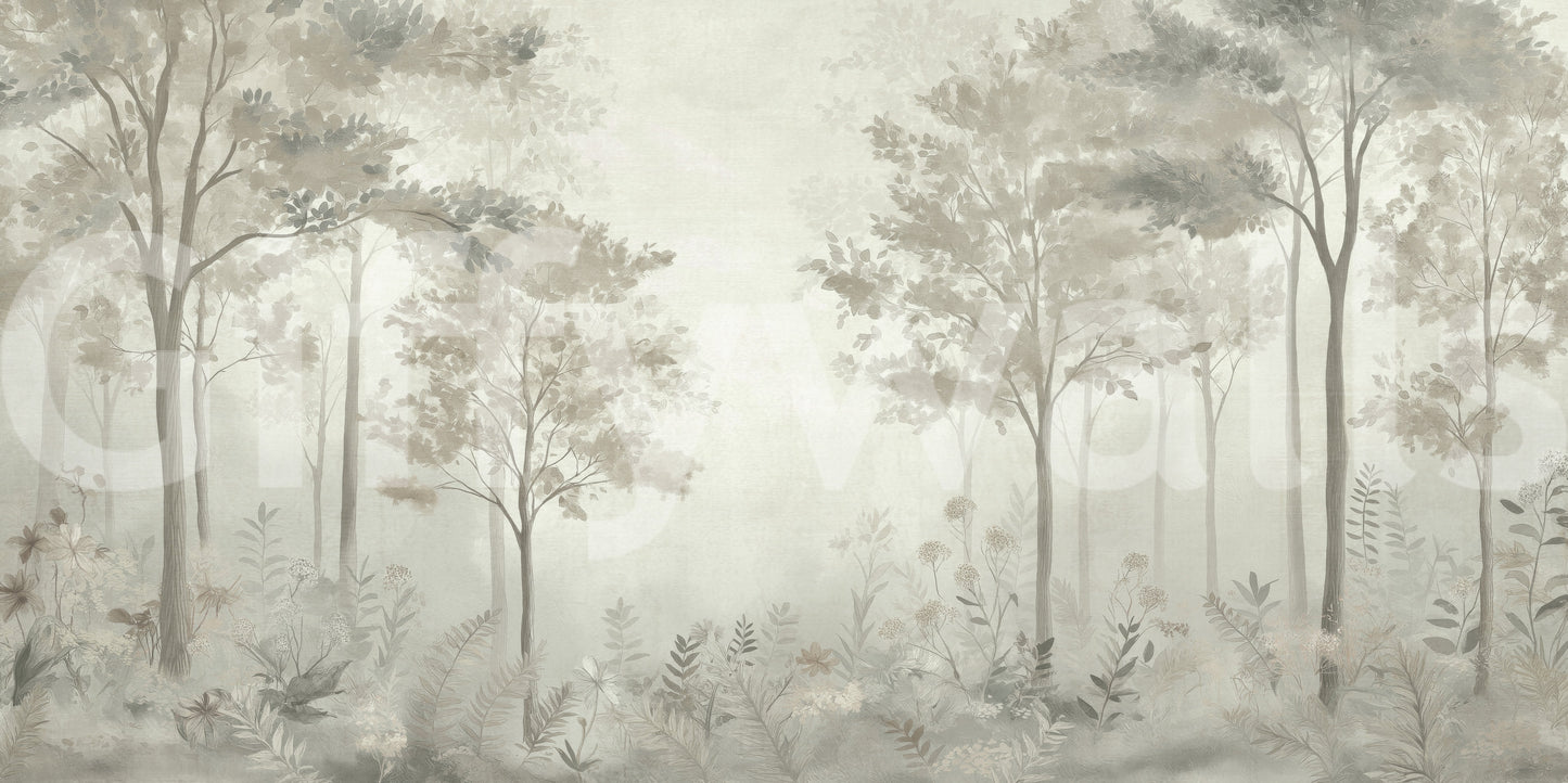 Scandinavian forest – Dusty Green Wall Mural