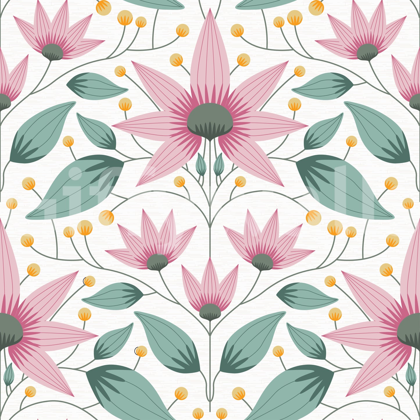 Blossom Symmetry pink Wallpaper for a calm nursery atmosphere