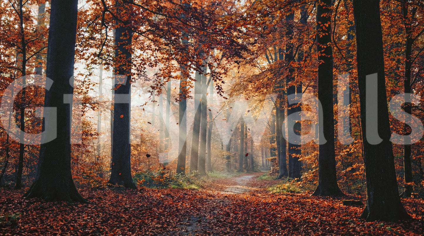 Autumn's Light Wall Mural for a serene study interior.