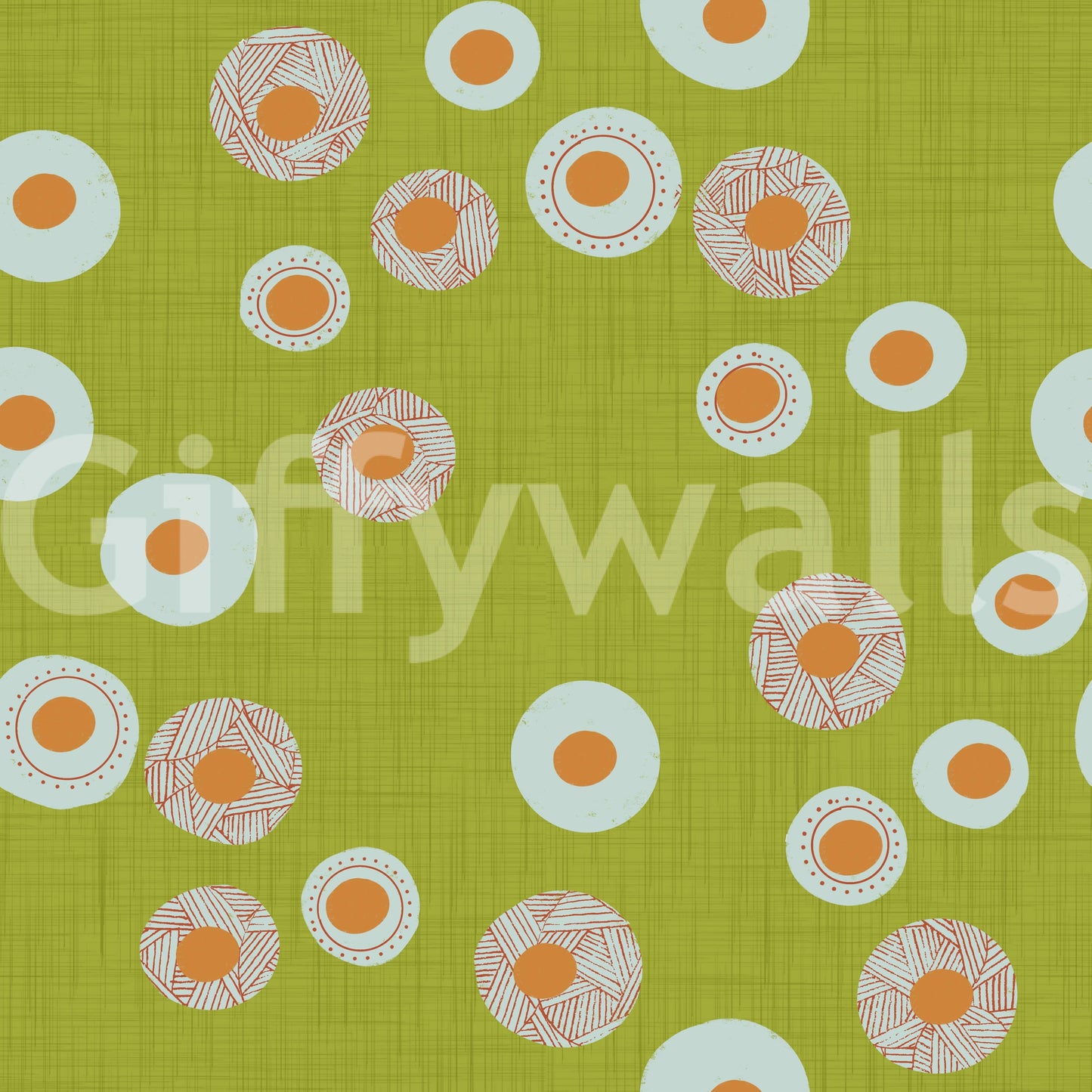 Cozy Scandi Folk Dot Floral Olive Chartreuse - Craft Circle Wallpaper
