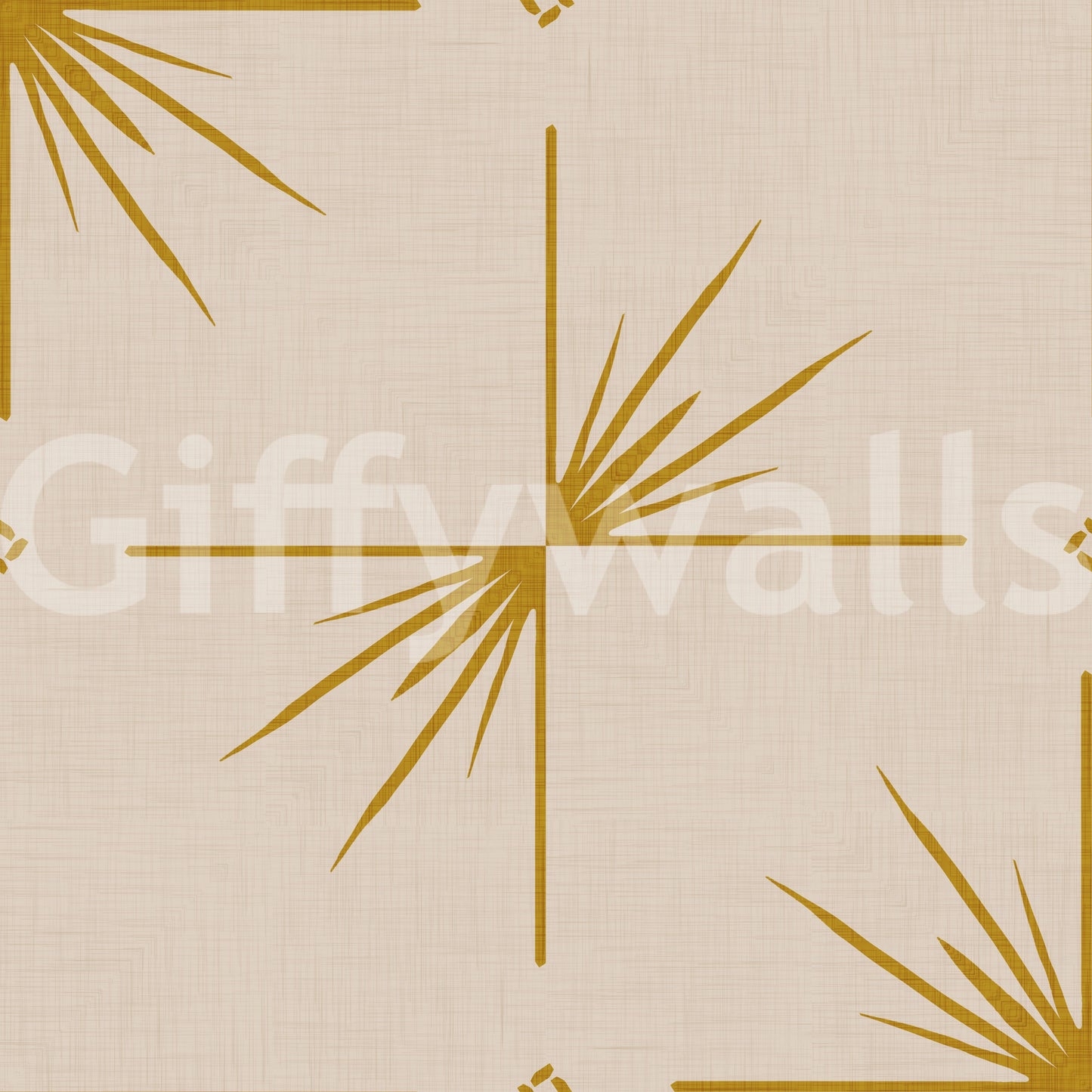 Mid Century Modern Starburst Cross Mustard Cream Wallpaper