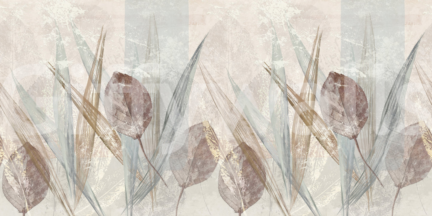 Ethereal Leaves Cream Wall Mural