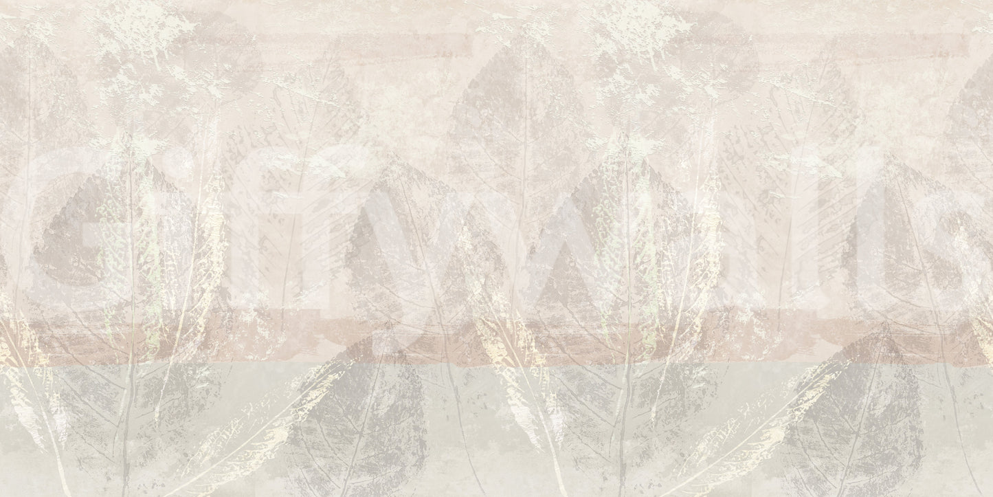 Ethereal Leaves Texture Cream Wall Mural
