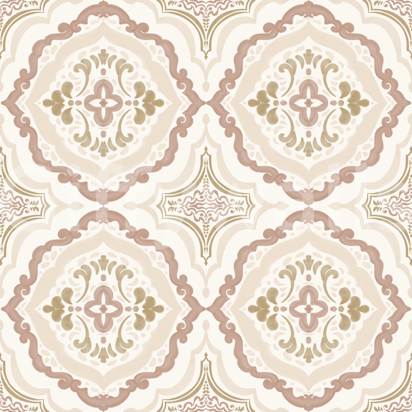 Soft Sienna Mediterranean Tile Wallpaper