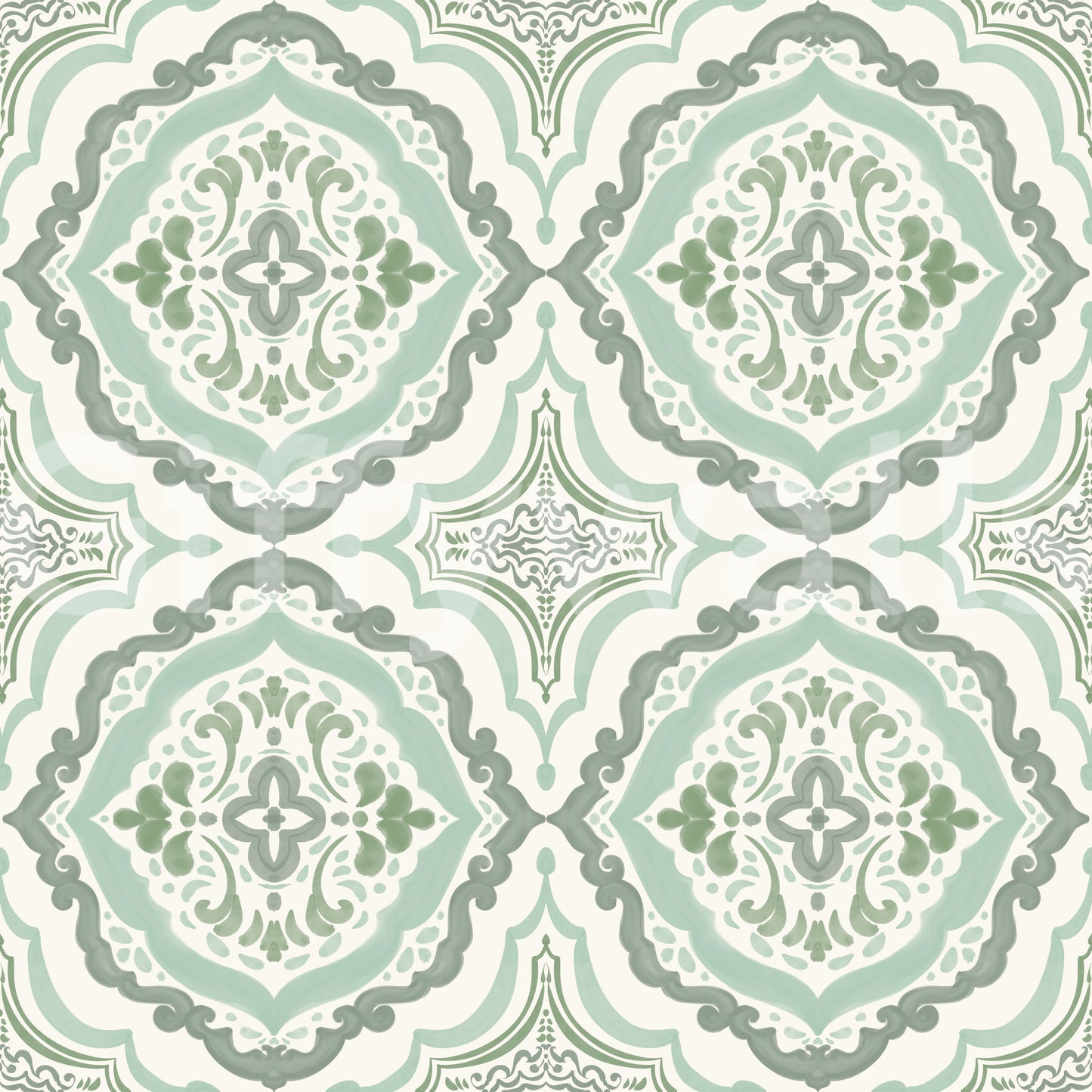 Sage Bloom Tile Wallpaper