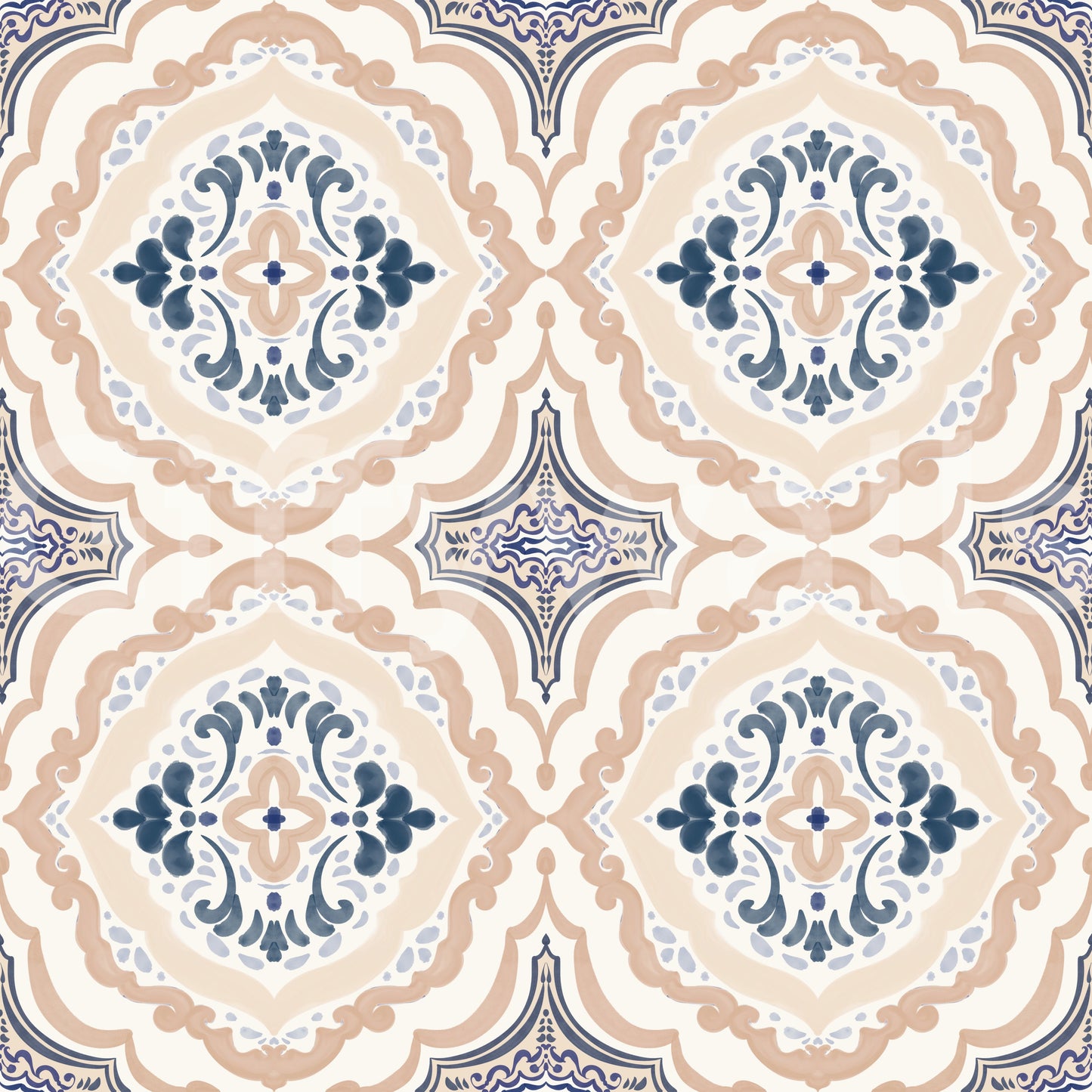 Floral Tile Harmony Wallpaper