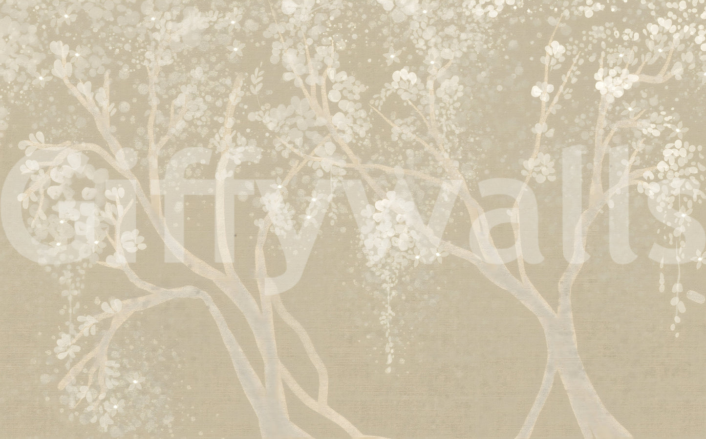 Vintage biege Sakura cherry blossoms Wall Mural