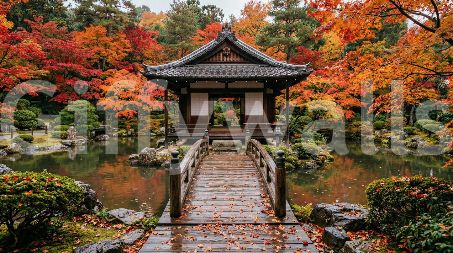 Autumn Temple Calm Wall Mural