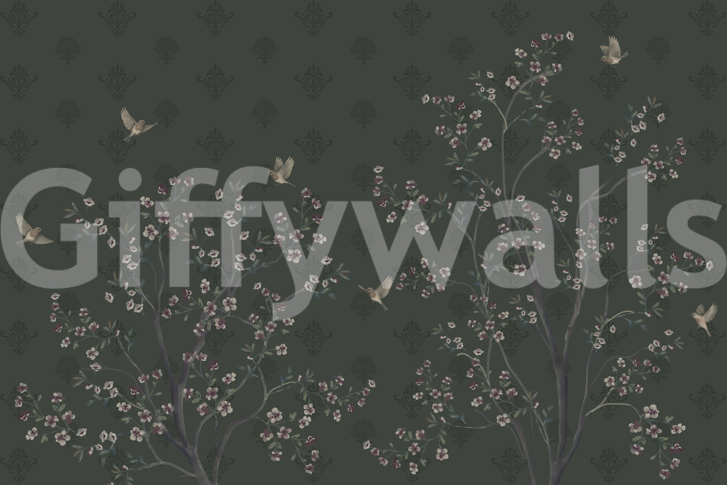 Elegant Avian Bloom Wall Mural