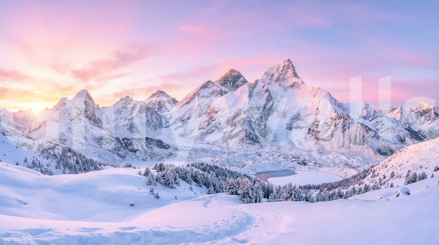 Alpenglow Peaks Panorama Wall Mural