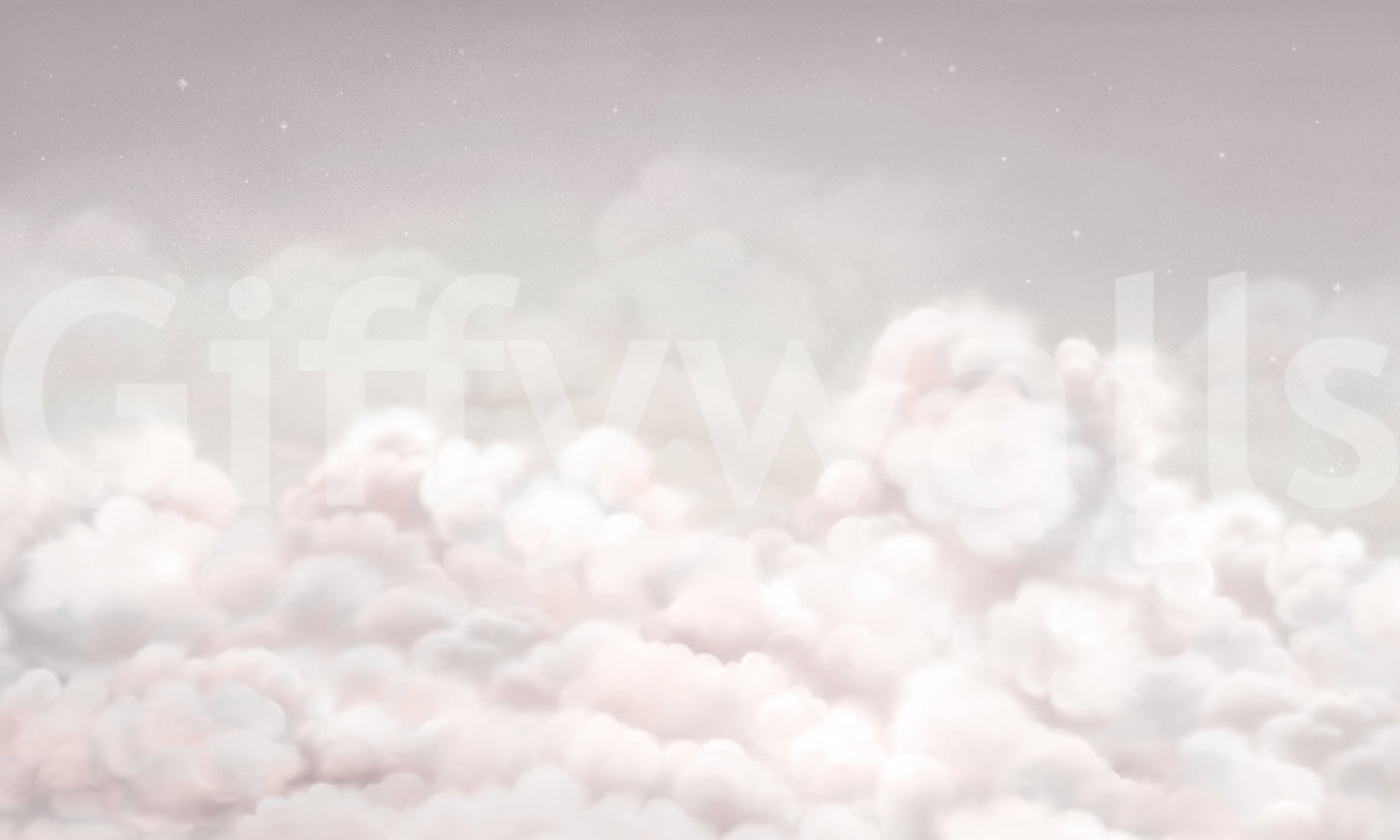 Calming Clouds Pink Wall Mural