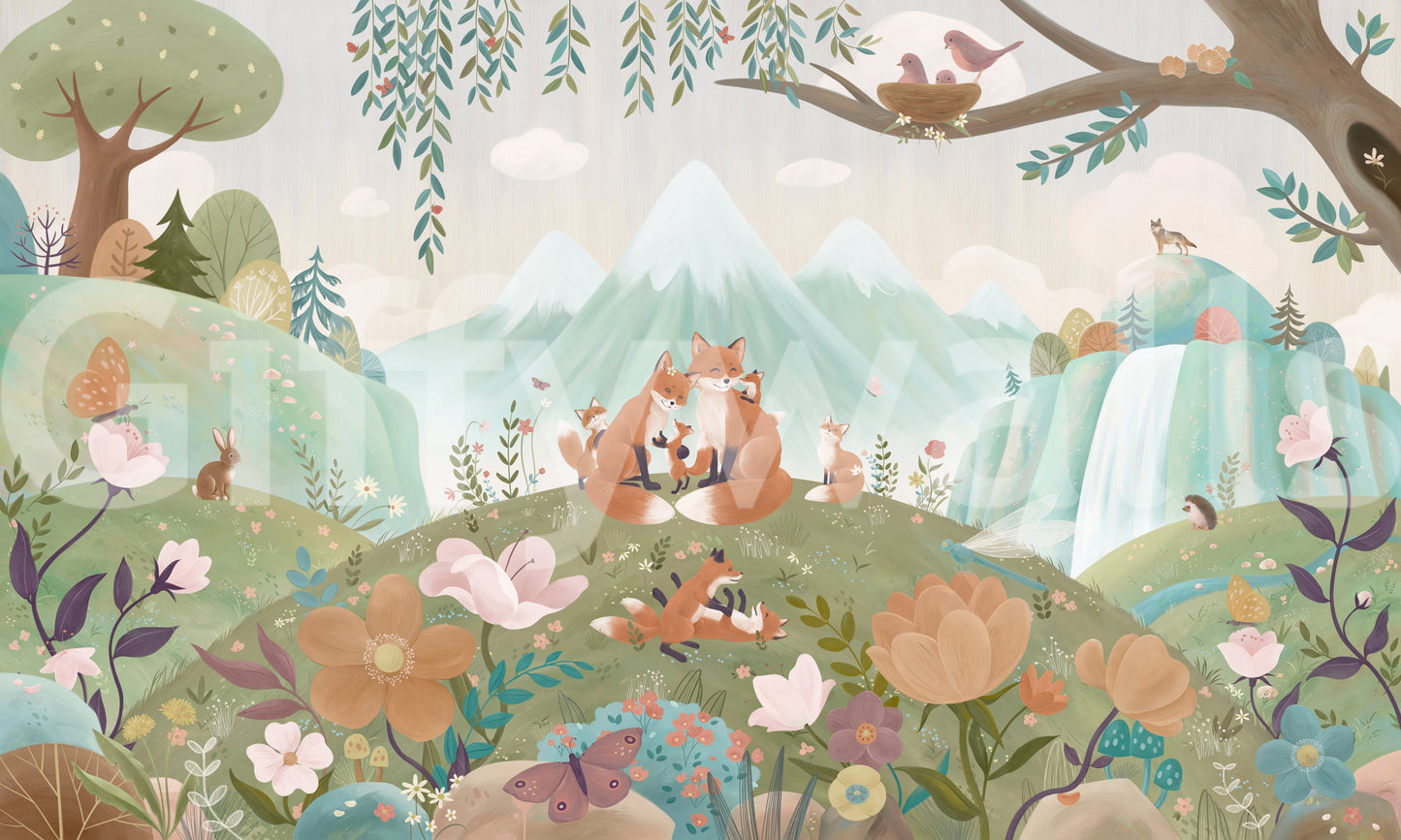 Fox Family Wall Mural