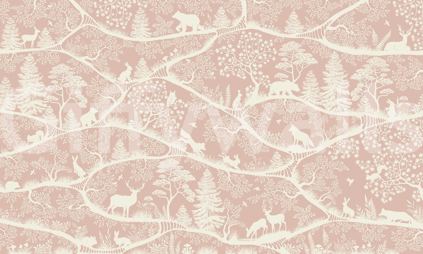 Nordic Nature Pink White Wall Mural