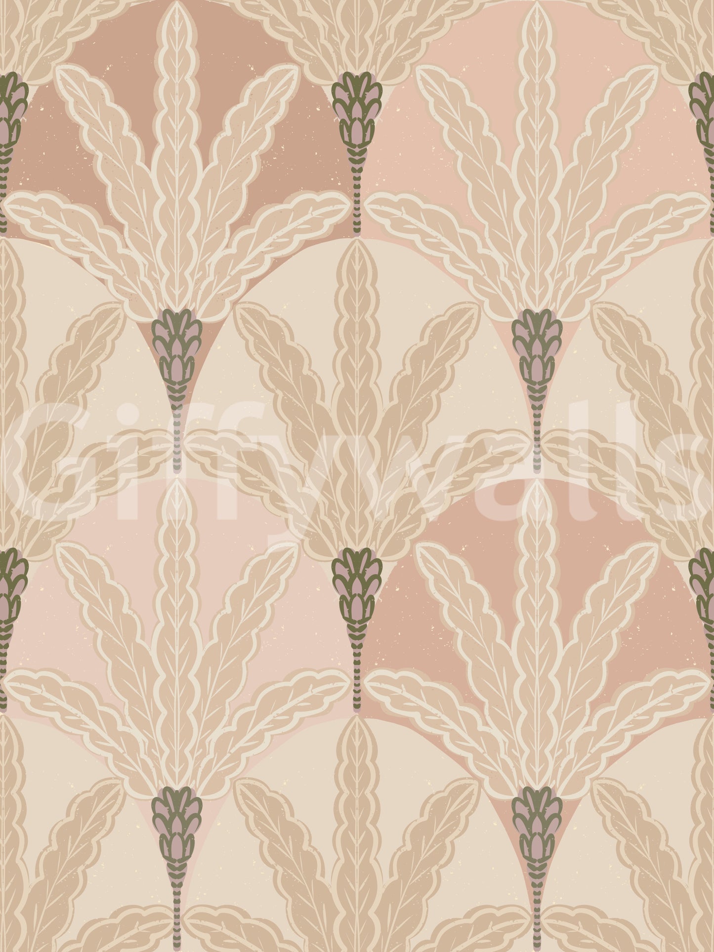 Blush Deco Foliage Wallpaper