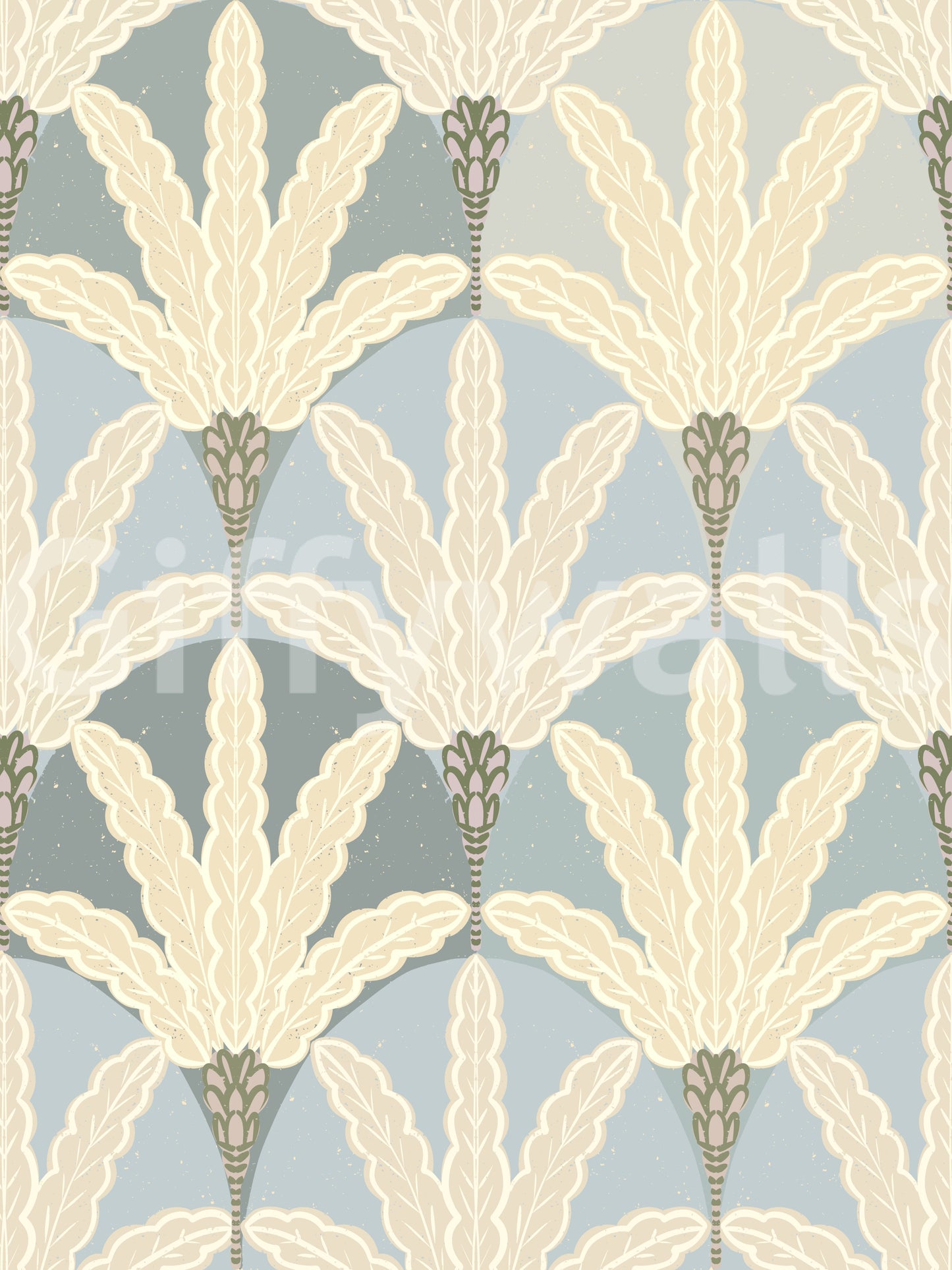 Serene Deco Foliage Wallpaper