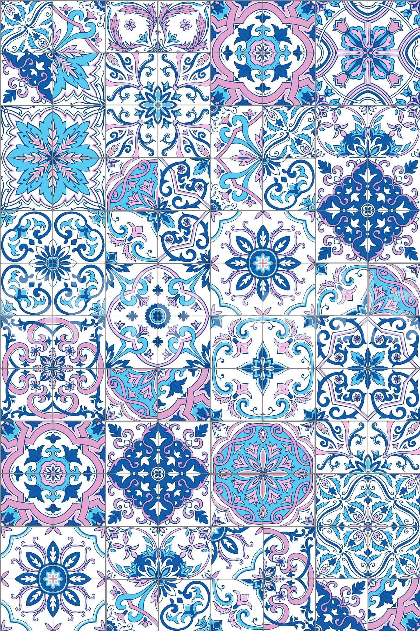 Mediterranean Hues Azulejo Tiles wallpaper with geometric tile details