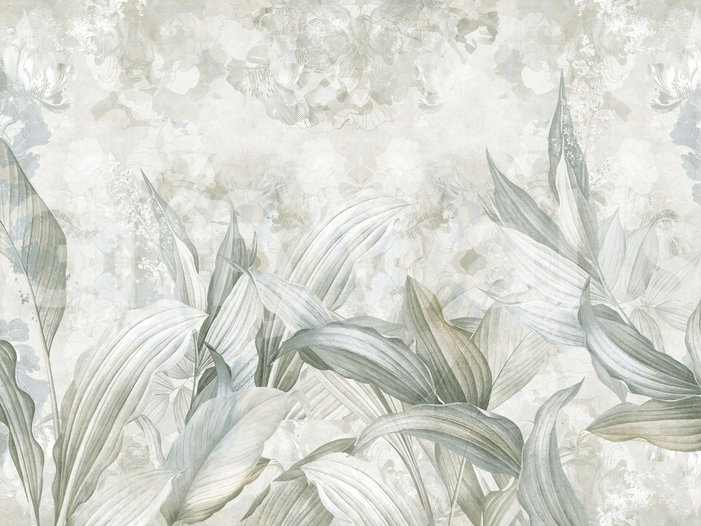 Soft Neutral Botanical Wall Mural