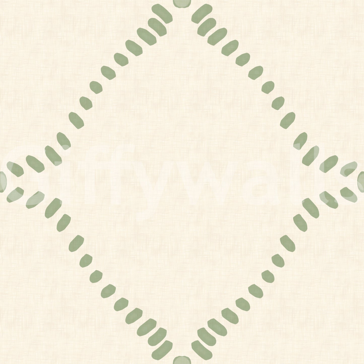 Painted unevenness gives Beachy Boho Coastal Green Dotted Lattice wallpaper its handmade character.