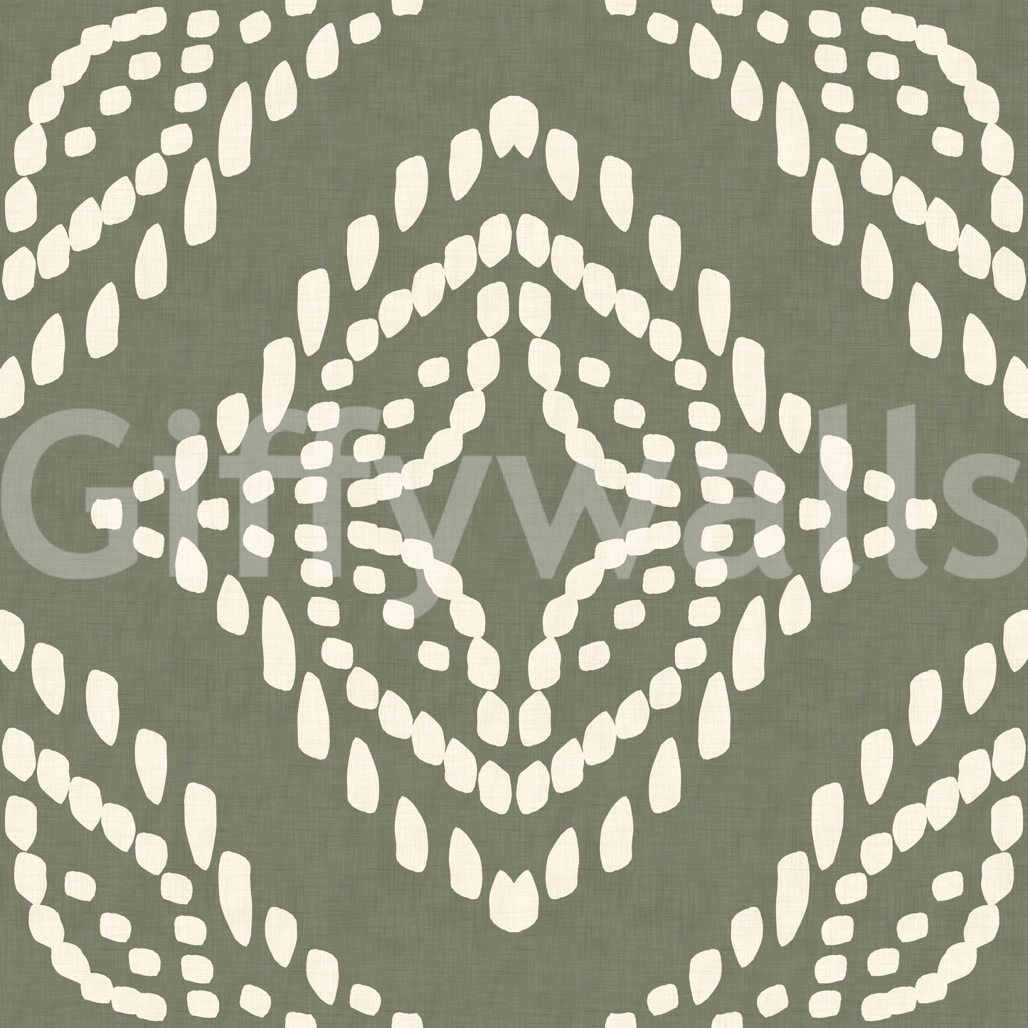 Tonal cream-and-green rhythm holding the Block Ornament Palm wallpaper, GD9673