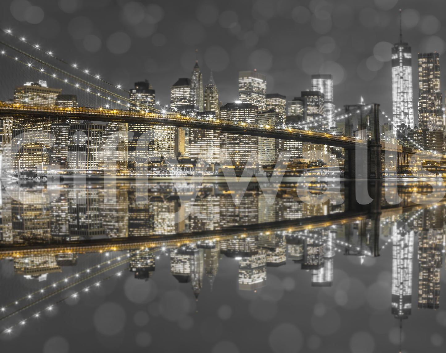 City of Gold & Gray: NYC Nightscape Wall Mural