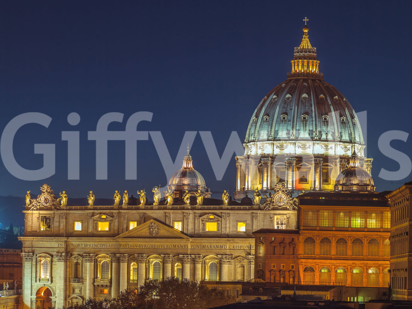 Vatican Night: Illuminated Majesty Wall Mural
