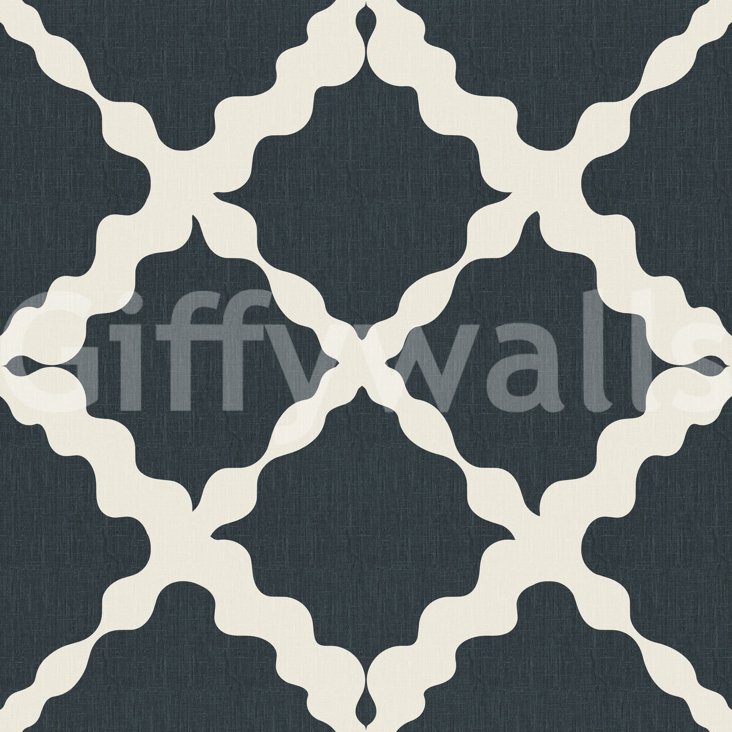 Charcoal cream trellis lattice geometric pattern wallpaper.