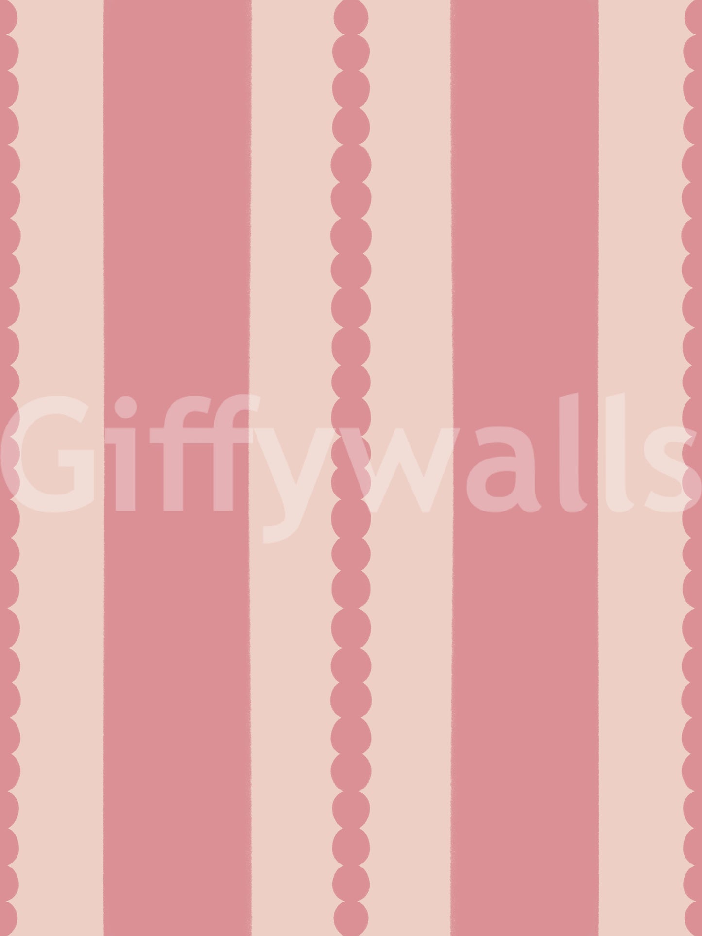 Blush Scallop Stripes Wallpaper base pattern in two-tone pink with scallop dot detail.