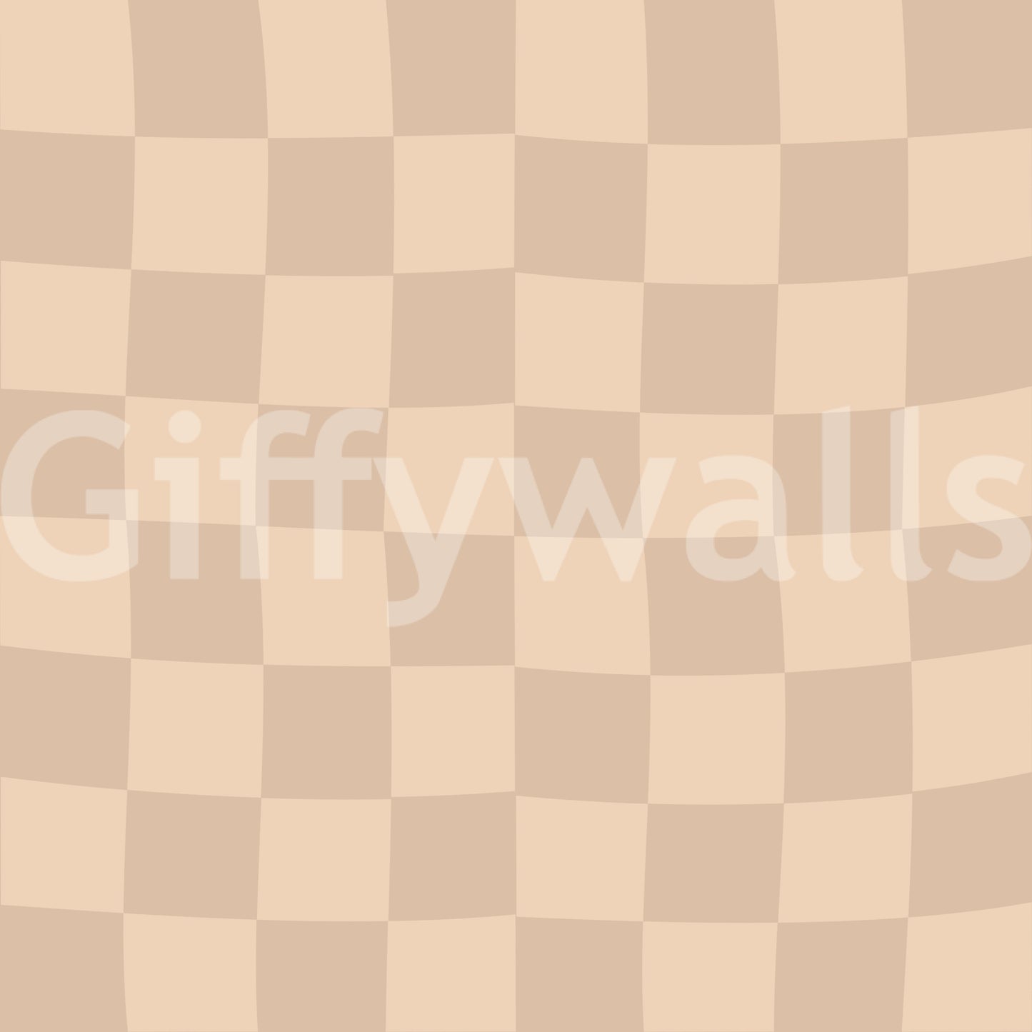 oft distorted checkerboard wallpaper in cream and tan shades.